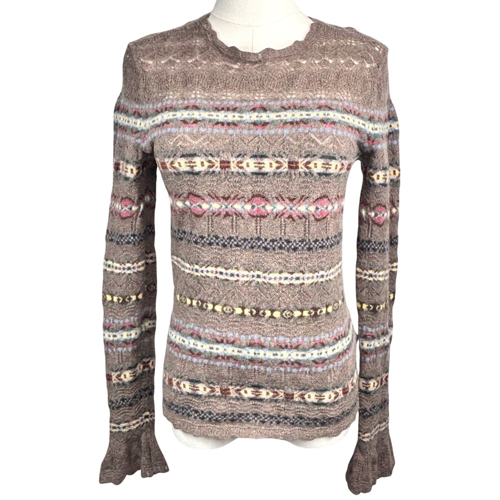 Polo Ralph Lauren Fair Isle Sweater Crochet Knit Southwestern Wool Cashmere M - Picture 2 of 13